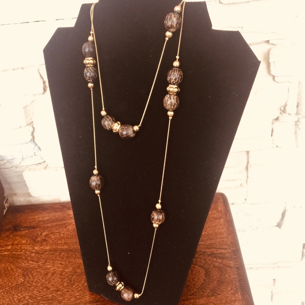Floating Beads on Goldtone Chain Necklace